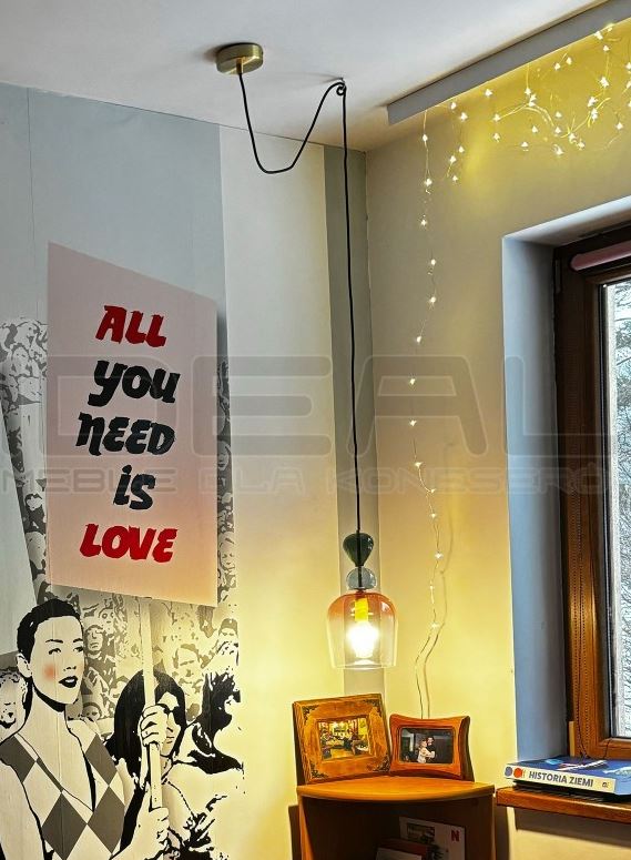 SZKLANA LAMPA WISZĄCA RAINBOW RÓŻOWA KOLOROWE SZKŁO